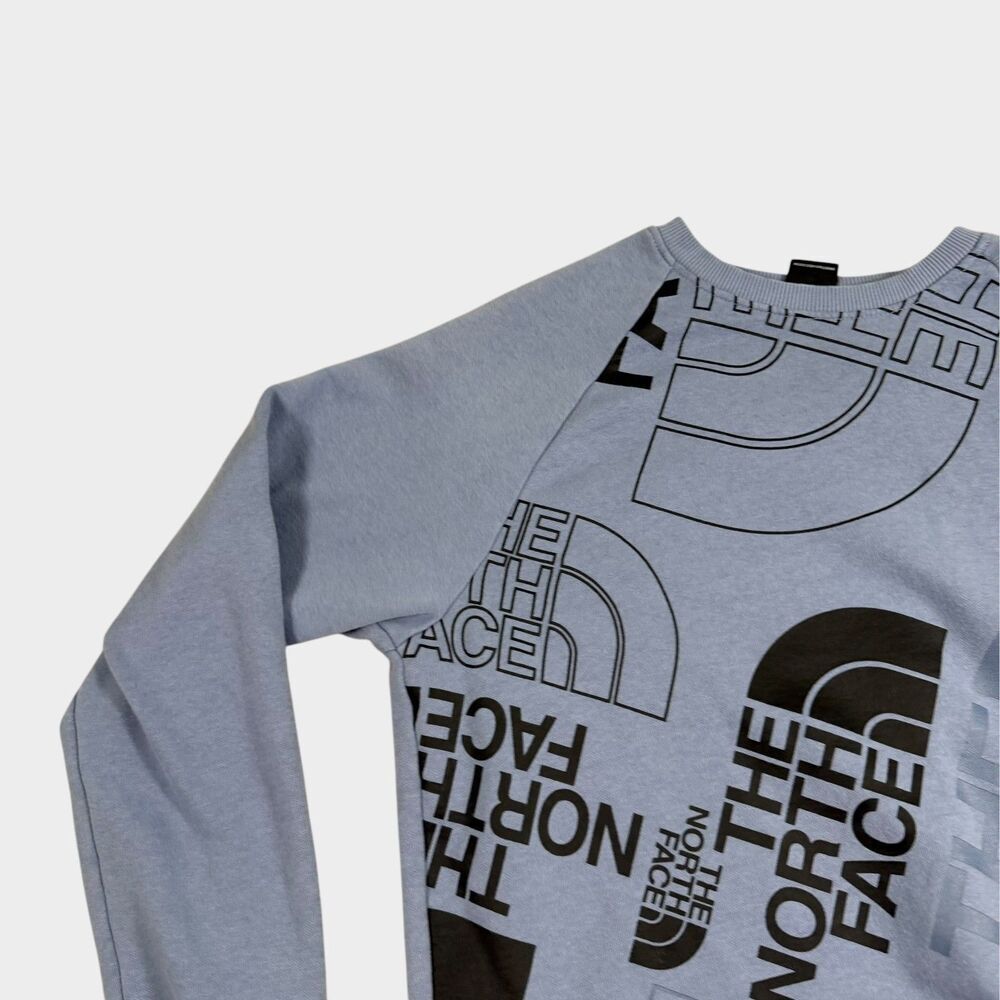 The North Face Womens Large Blue AOP Jumbo All Over Print Logo Sweatshirt Crew L - Picture 4 of 10